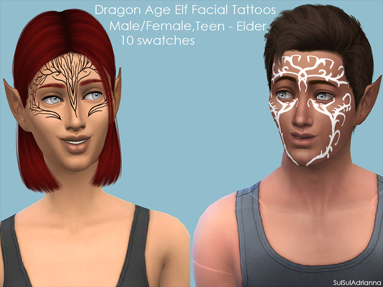 Dragon Age Elf Tattoos Sims 4 CC