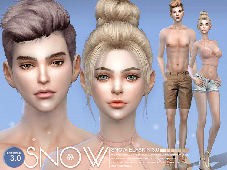 Snow Elf Skin CC for Sims 4