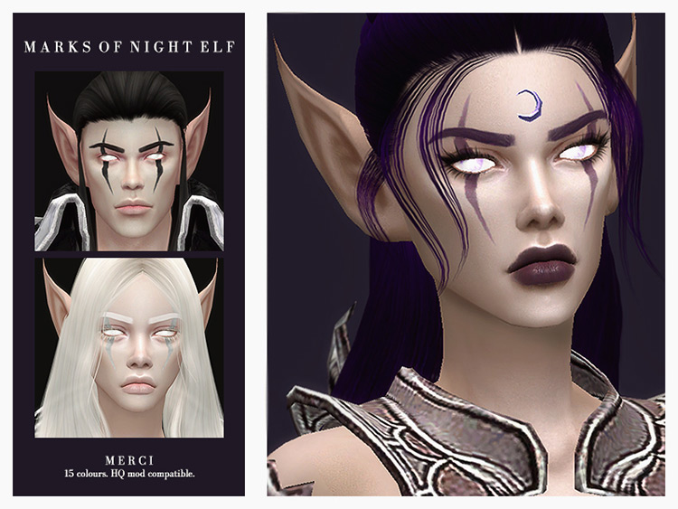 Marks of Night Elf Sims 4 CC screenshot.