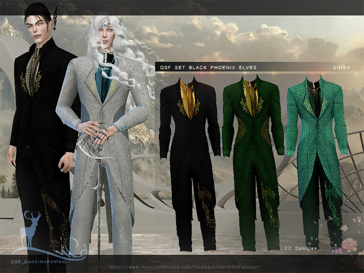 Black Phoenix Elven Suit Sims 4 CC