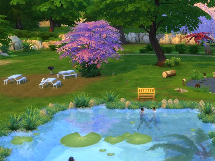 Two sims swimming LilyPad Lake Sims 4 Mod