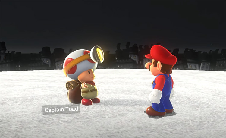 Captain Toad with Mario in Mario Galaxy 2007 game screenshot