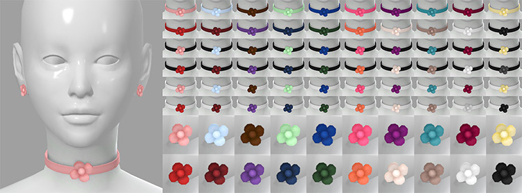 Love Blossom Earrings & Choker for Sims 4