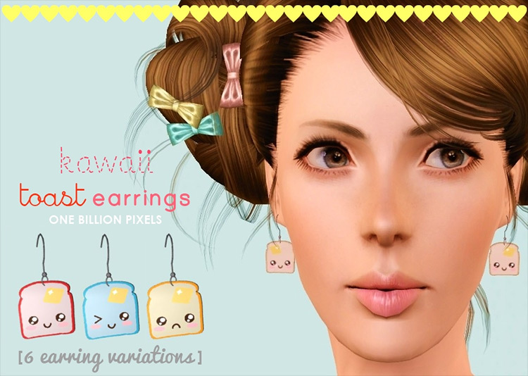 Kawaii Toast Earrings CC for Sims 4