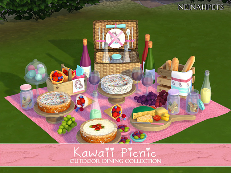 Kawaii Picnic Outdoor Dining Collection Sims 4 CC