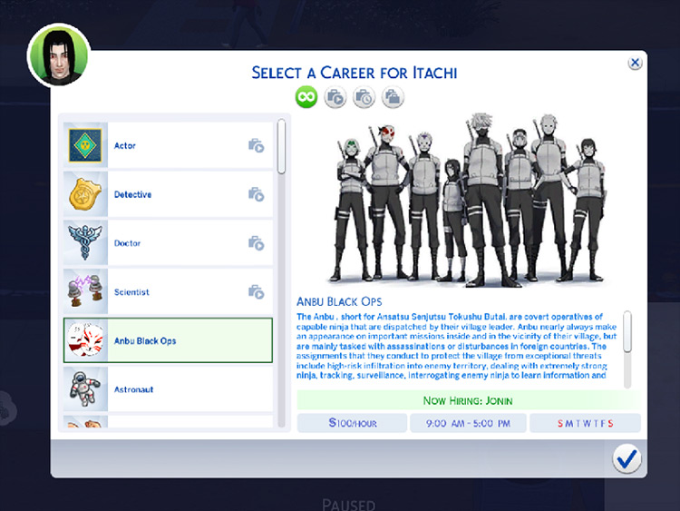 Naruto ANBU Black Ops Career Sims 4 CC