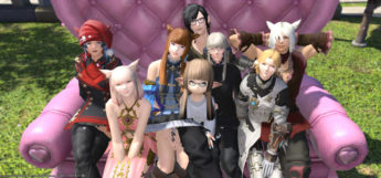 Group of FFXIV Players on Couch Mount