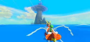Link Riding a Boat in LoZ The Wind Waker