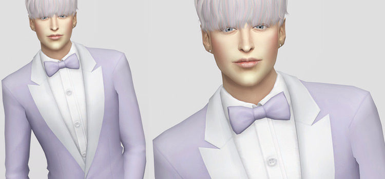 White Tux Bowtie CC for Men (Sims 4)