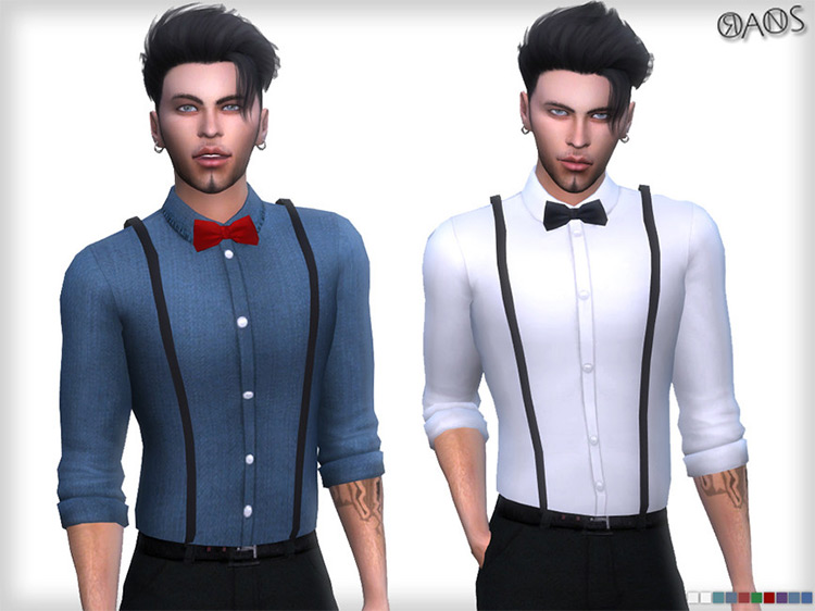 Suspender Shirt With Tie / Sims 4 CC