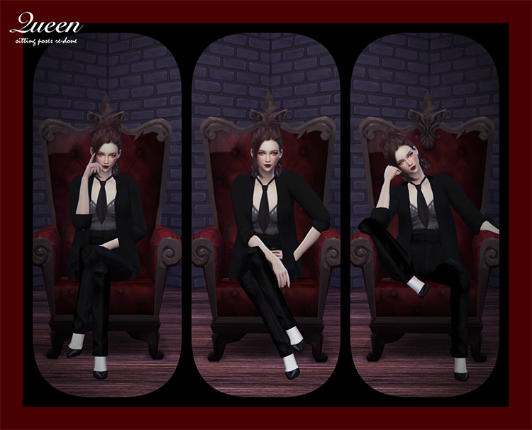 Queen Sitting Poses Set by Flower Chamber Sims 4 CC
