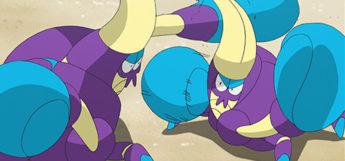 Crabrawler fighting in the Pokémon Anime