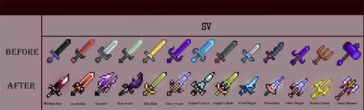 Animations for Gorgeous Weapons Mod for Stardew Valley