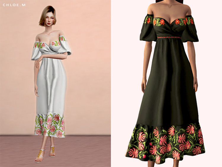 Sims 4 Floral Dress CC  All Free To Download    FandomSpot - 64