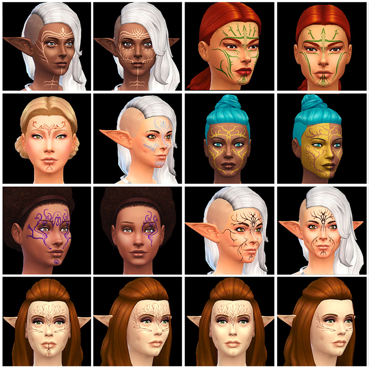 Vallaslin Tattoos (Dragon Age) for The Sims 4