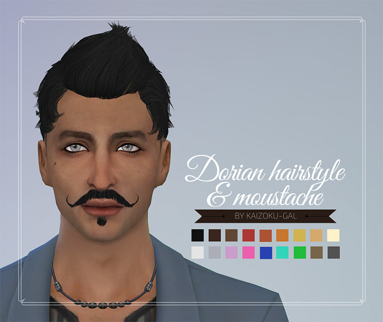 Dorian Hairstyle & Mustache for The Sims 4