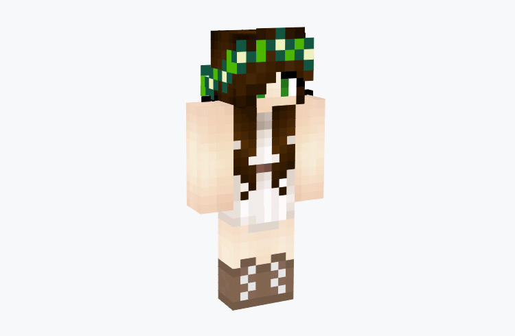 Moon Fairy with Green Crown / Minecraft Skin
