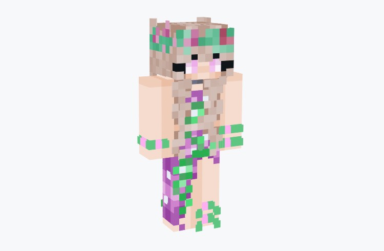 Flower Fairy Girl in Purple Dress / Minecraft Skin