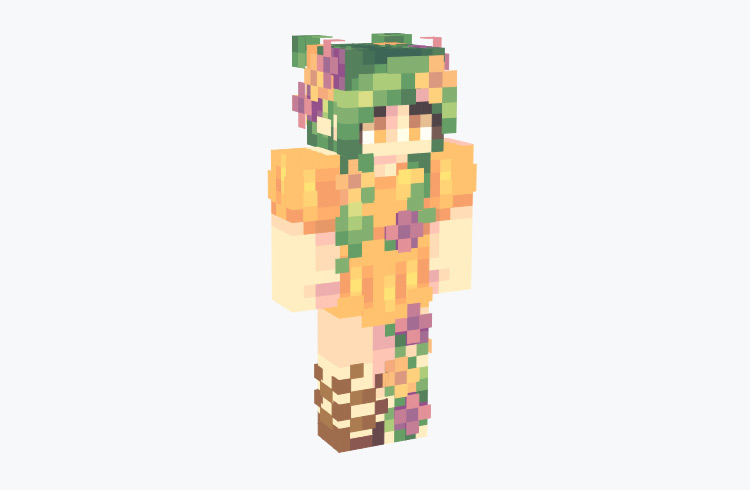 Orange Fairy Girl with Green Hair / Minecraft Skin