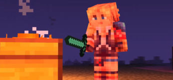 FFX Tidus standing near Fire in Minecraft