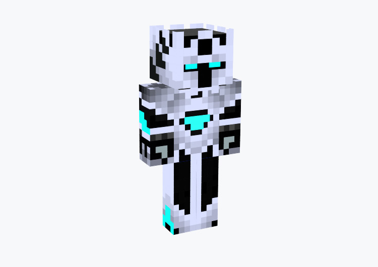 Chrome and Blue-colored Robot / Minecraft Skin