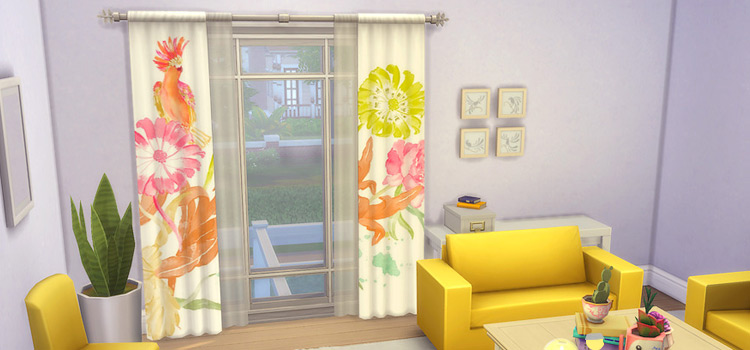 Bright colorful curtains CC in The Sims 4