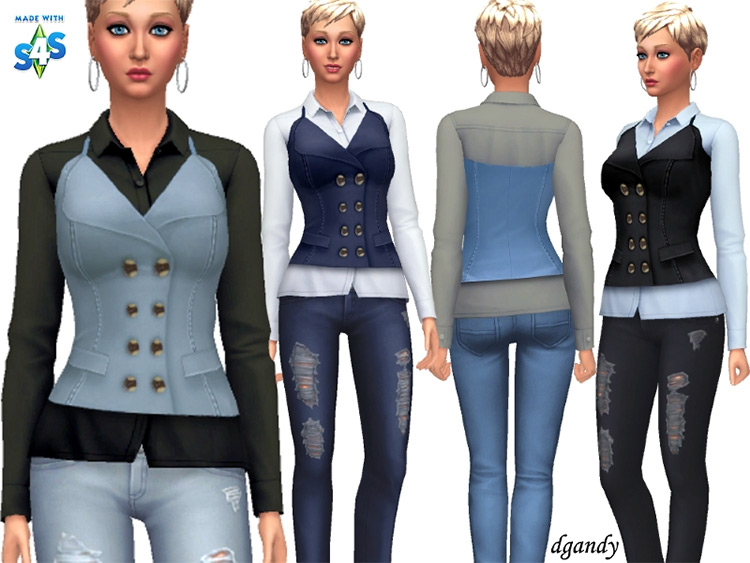 Female Top and Vest / Sims 4 CC