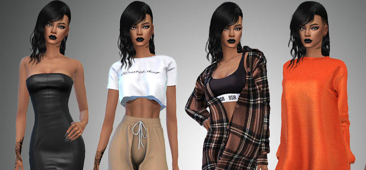 Rihanna Custom CC Outfits (The Sims 4)