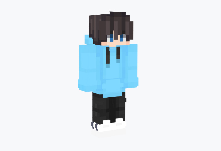 Baby Blue Hoodie Boy Skin for Minecraft