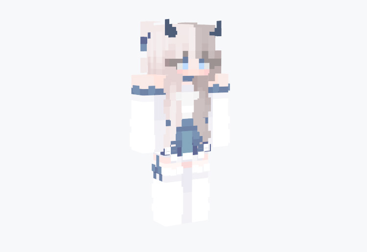 Light Blue Demon Girl Skin for Minecraft