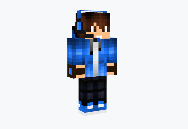 Boy Wearing Blue Hoodie and Headphones / Minecraft Skin