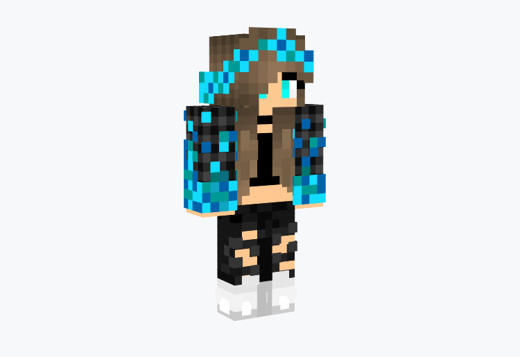Blue Flower Girl WIth Ripped Jeans / Minecraft Skin