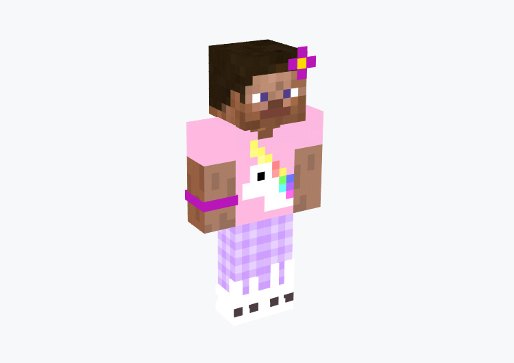 Steve Wearing Pink Unicorn Pajamas / Minecraft Skin