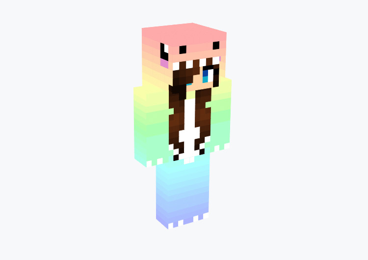Rainbow Dino Onesie Pajamas Girl / Minecraft Skin