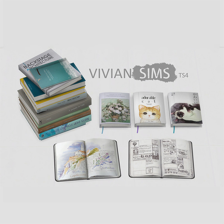 Books & Diaries Clutter for The Sims 4