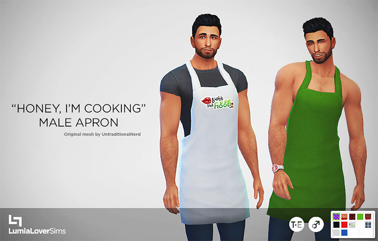 “Honey, I’m Cooking” Male Apron for The Sims 4