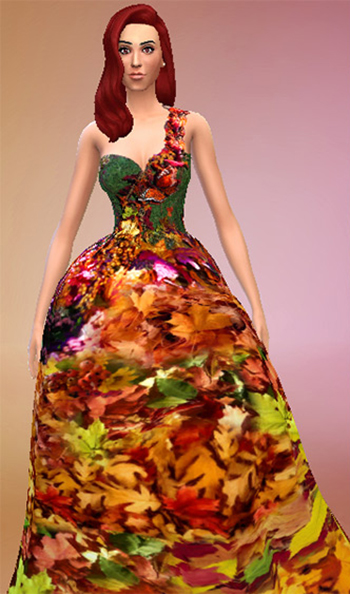 Katy Perry Harper's Bazaar Autumn Dress for The Sims 4