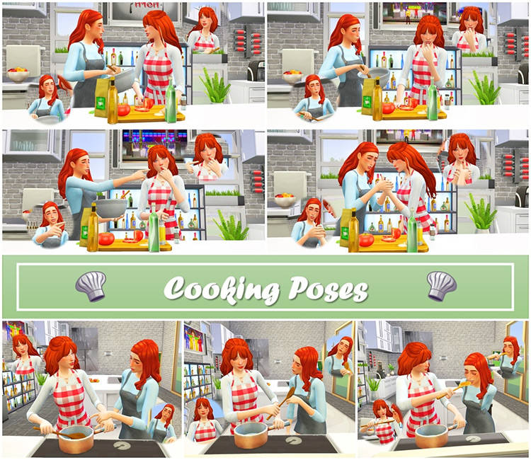 Cooking Poses by atashi77 / Sims 4