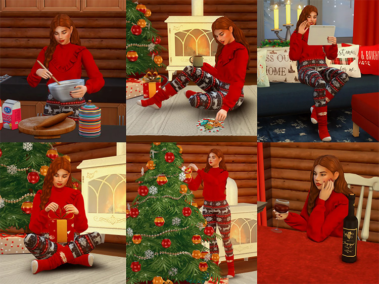 Alone on Christmas Pose Pack by katverse / Sims 4