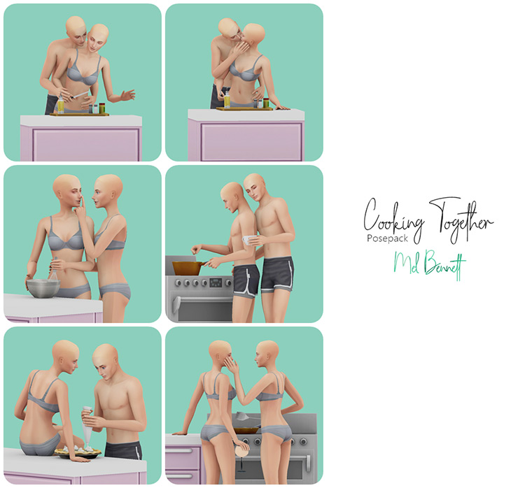 Cooking Together Posepack by Mel Bennett / TS4 CC