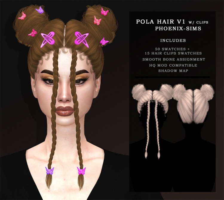 Pola Hair w Hair Clips / Sims 4 CC
