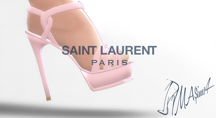 Saint Laurent Tribute Open Toe High Heels for The Sims 4