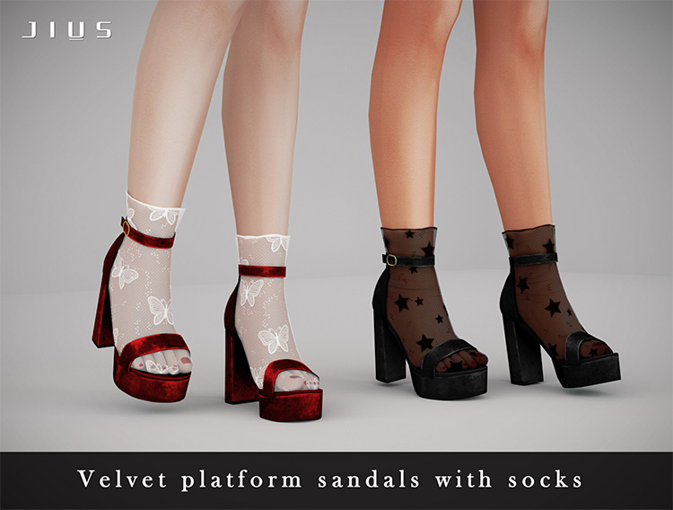 Velvet Platform Open Toe Heels / TS4 CC