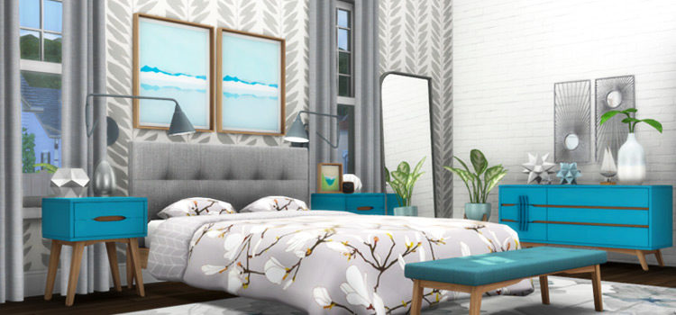 Mid-century Bedroom CC Set (Maxis-Match) for TS4