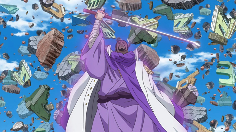 Admiral Fujitora Stomp-Stomp Fruit (Zushi Zushi no Mi) One Piece anime screenshot
