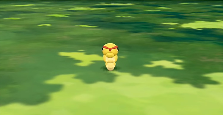 Shiny Caterpie in Pokémon: Let's Go, Pikachu! and Let's Go, Eevee!