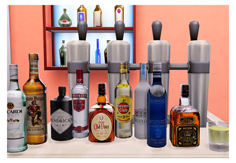 “Let Me Buy You a Drink” Liquor Bottle Deco Set / Sims 4 CC