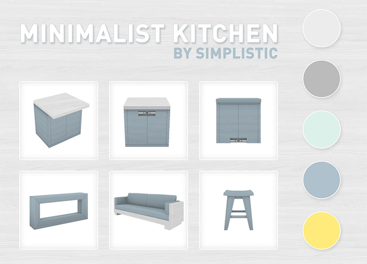 Minimalist Kitchen Set by simplistic / Sims 4 CC