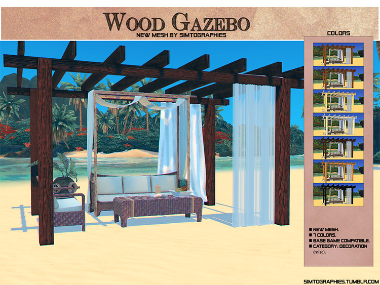 Wood Gazebo Set / Sims 4 CC