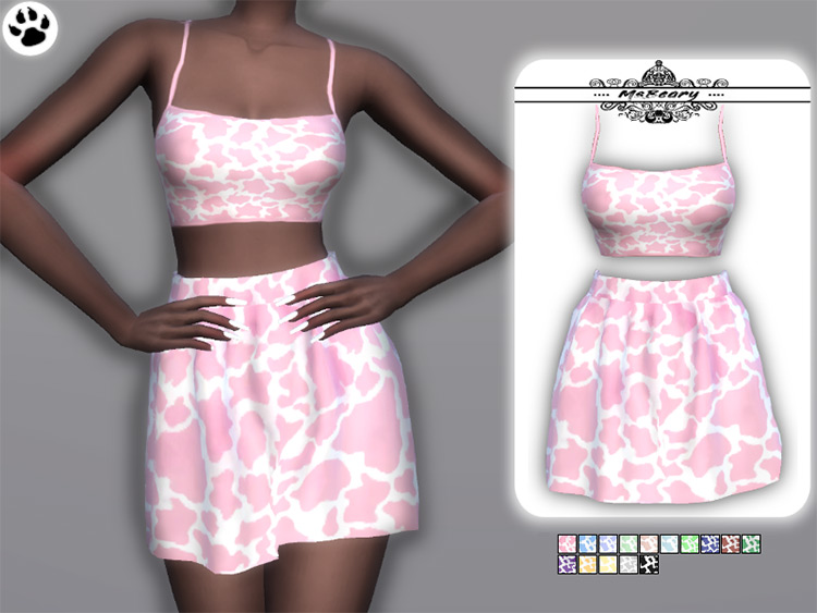Cow Print Skirt & Top / Sims 4 CC